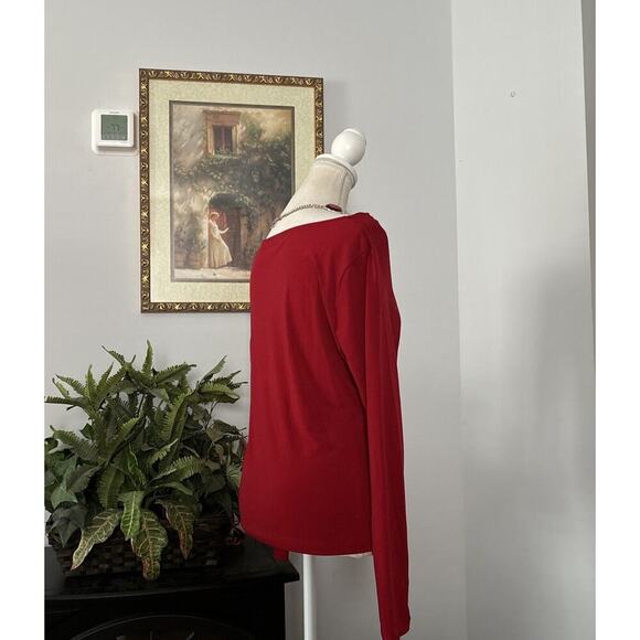 New York & Company women's stretch Blouse Size Small Red Long Sleeve Pullover - Picture 10 of 14
